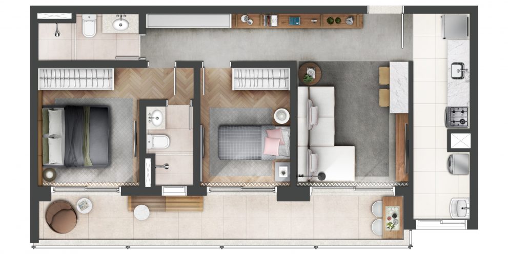 Opção do apto de 73m²