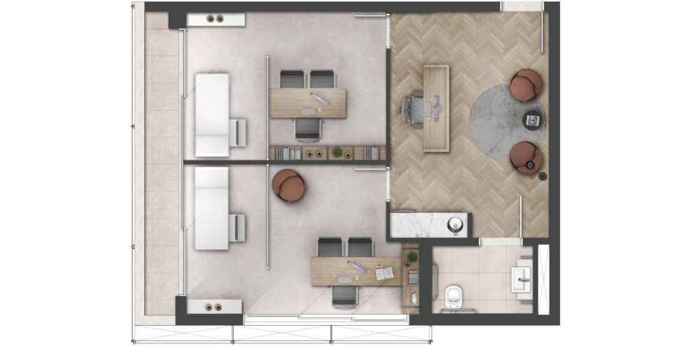 Sala de 65m²
