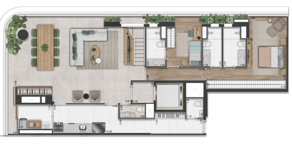 Duplex Pav. Inferior - 3 suítes - 300m²