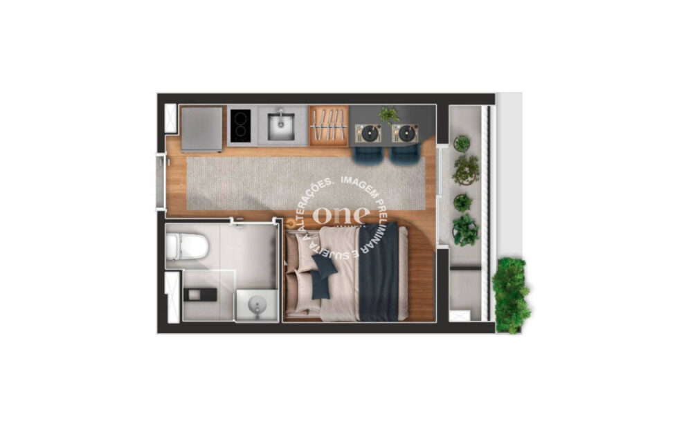 Planta 18 m² — Nex One Galeria Jardins