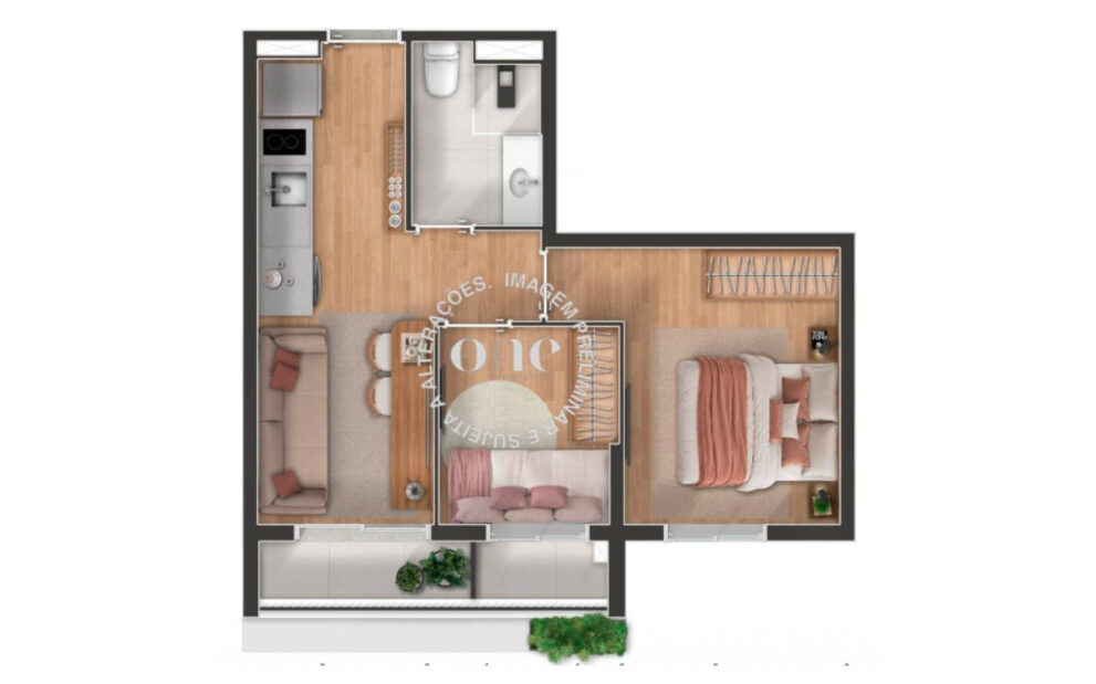 Planta 39 m² — Nex One Galeria Jardins